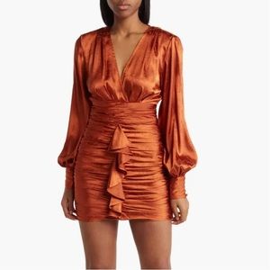 Carissa Ruched Ruffle Front Satin Cocktail Dress
Ronny Kobo